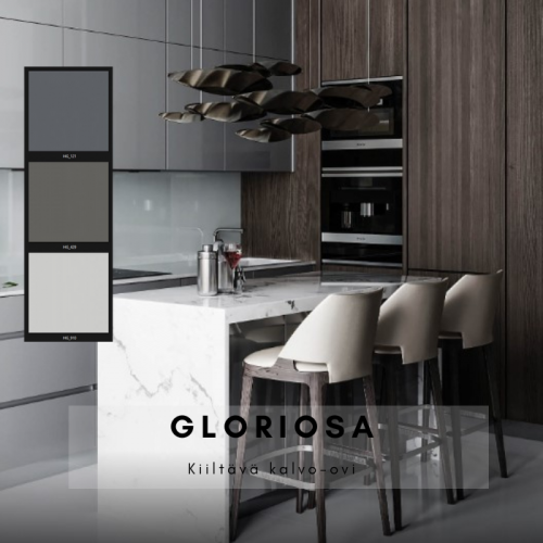 Gloriosa Grey HG korkeakiilto ovi - 3 harmaa väriä